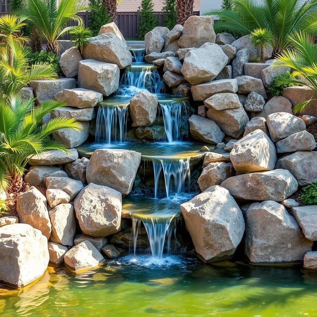 شلالات صخرية طبيعية للحدائق الكبيرة في جدة